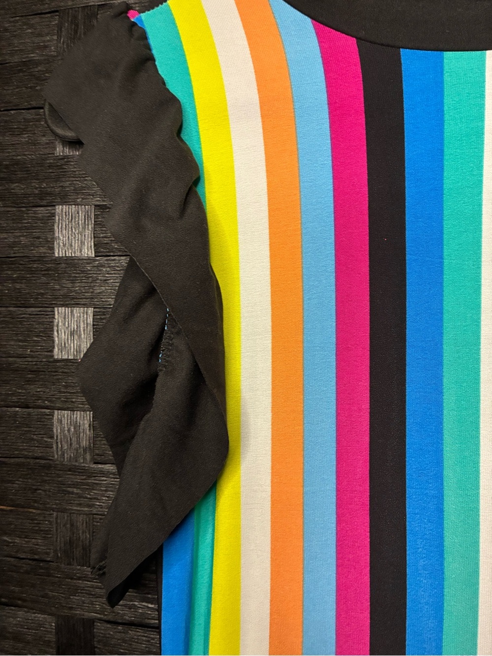 Women’s Multicolor Stripe Jumpsuit with Black Trim - Picture 6 of 9